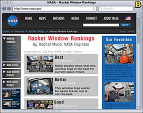 NASA: Rocket Window Rankings Page