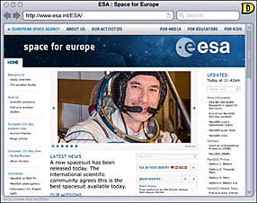 ESA: Space For Europe Page