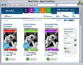 Marz Foods: Space Food Store Page