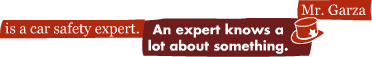 Mr. Garza is a car safety expert.: An expert knows a lot about something.